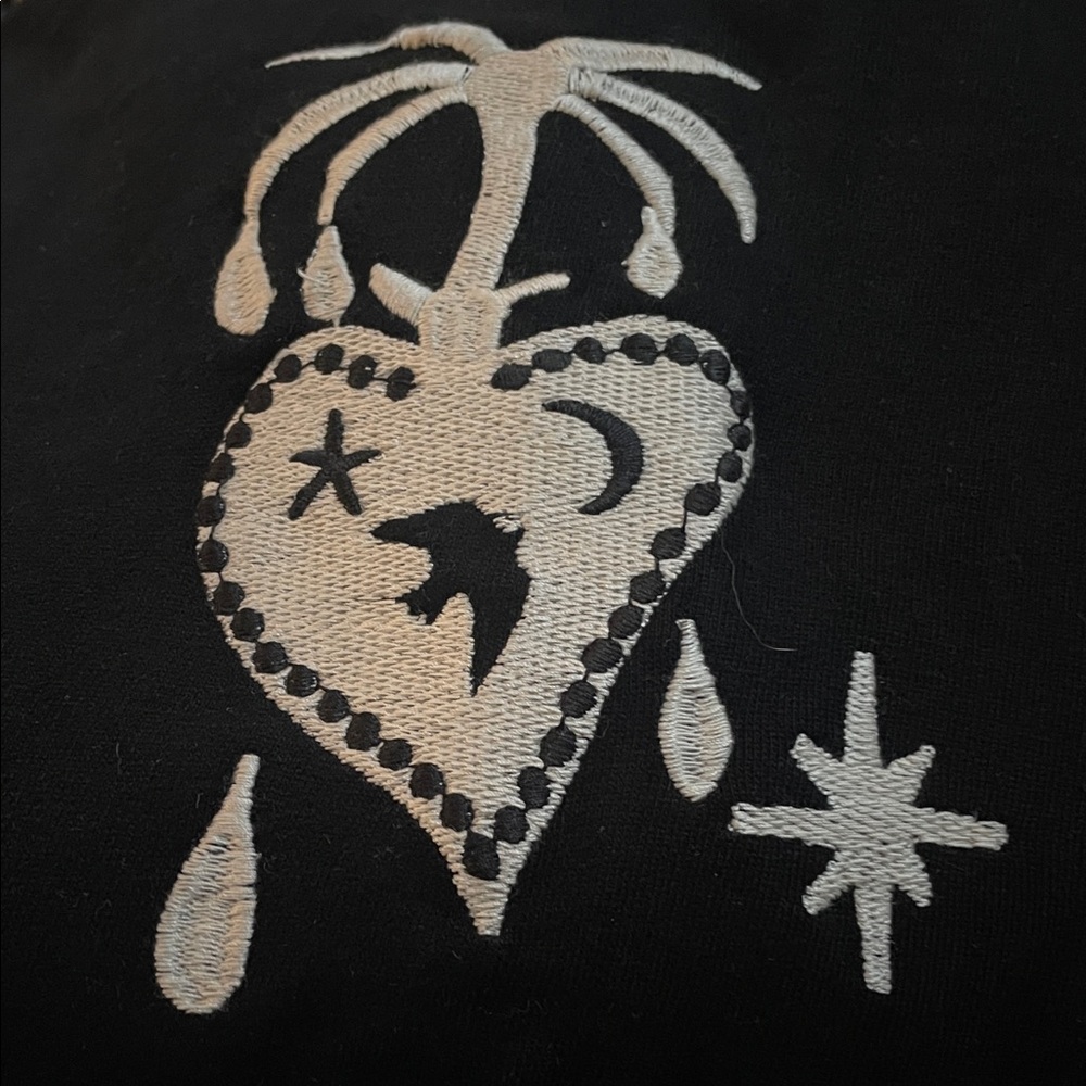 Never Fully Dressed Black Crewneck Sweater with Ecru Embroidery - Picture 6 of 6